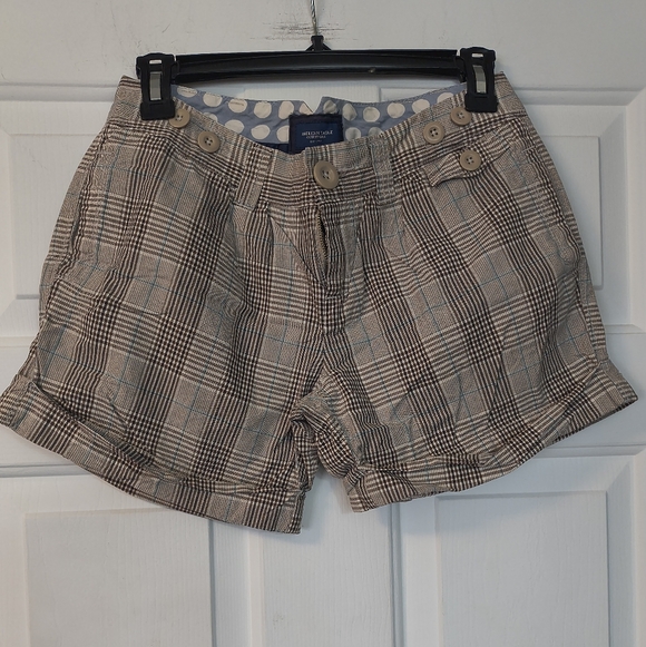 American Eagle Outfitters Brown Plaid Juniors Women's Shorts Size 2 - Picture 1 of 7